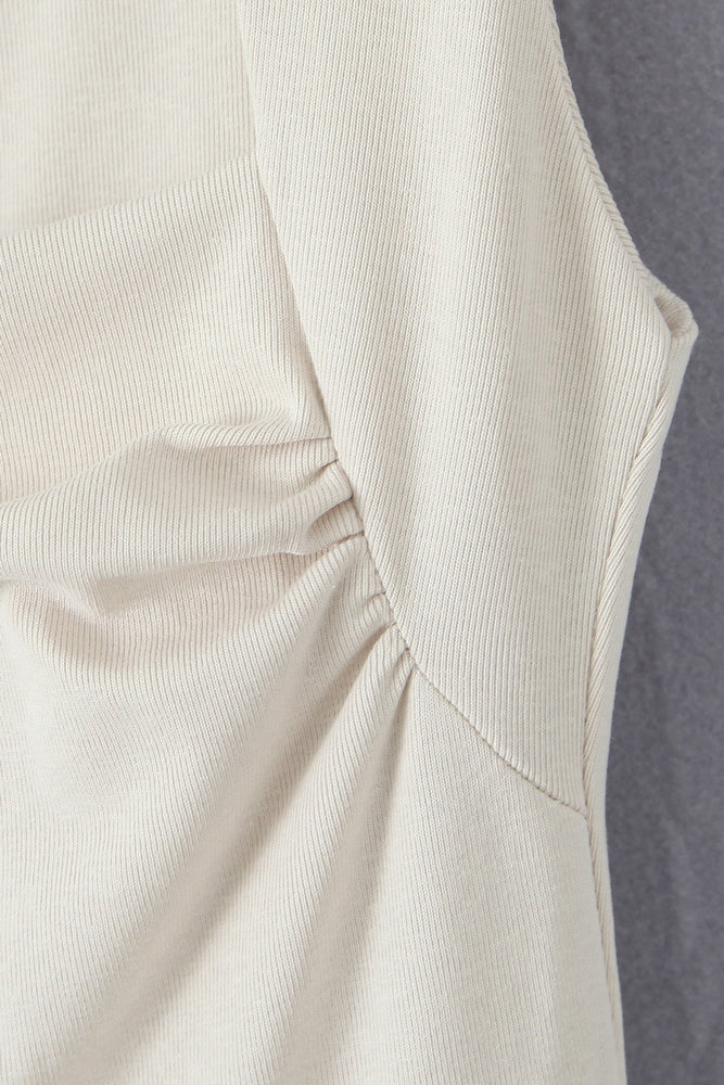 
                      
                        Square Neck Beige High Waist A-line Short Dress
                      
                    