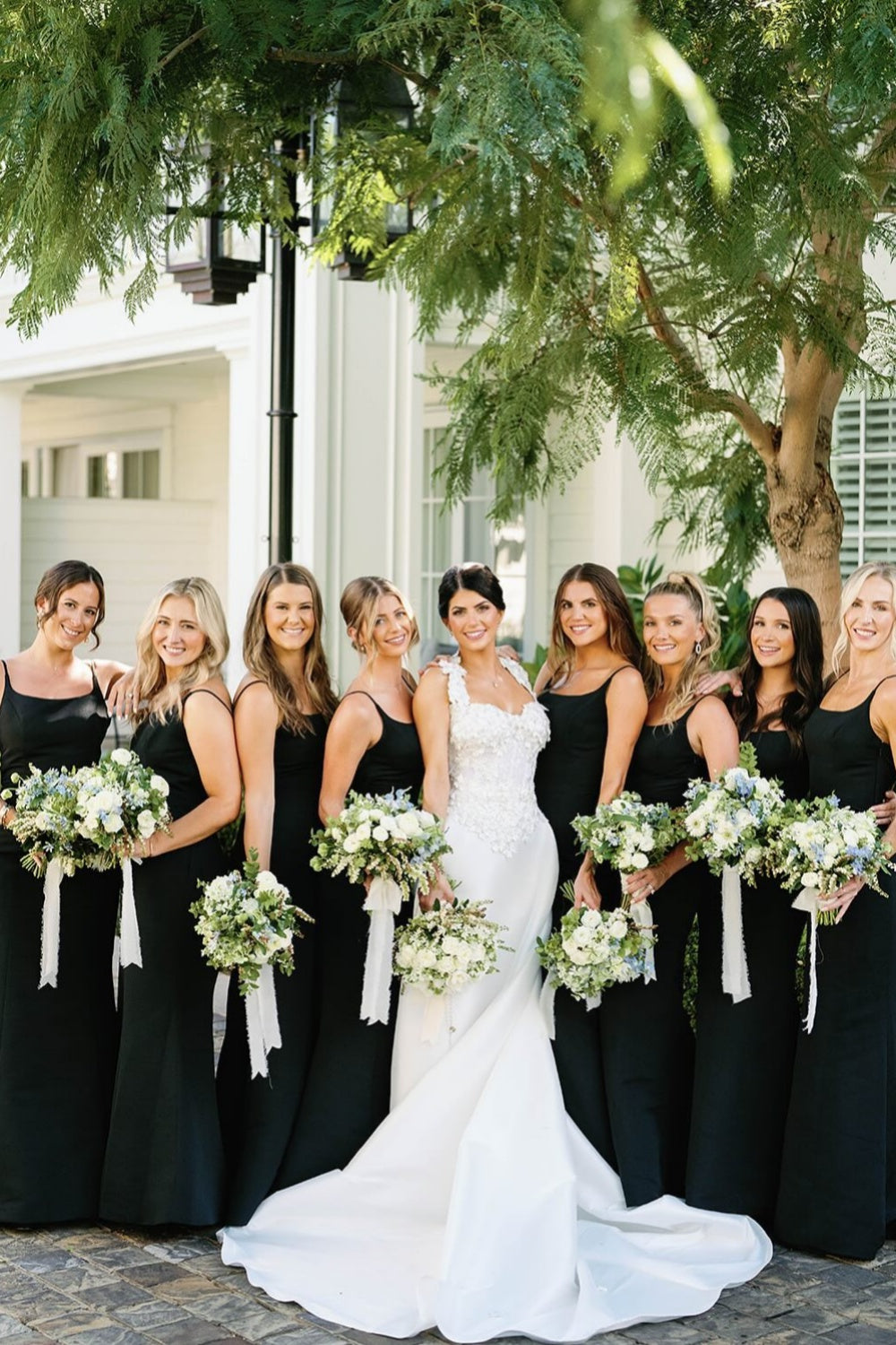 Square Neck Black Cut-out Back Bridesmaid Dress