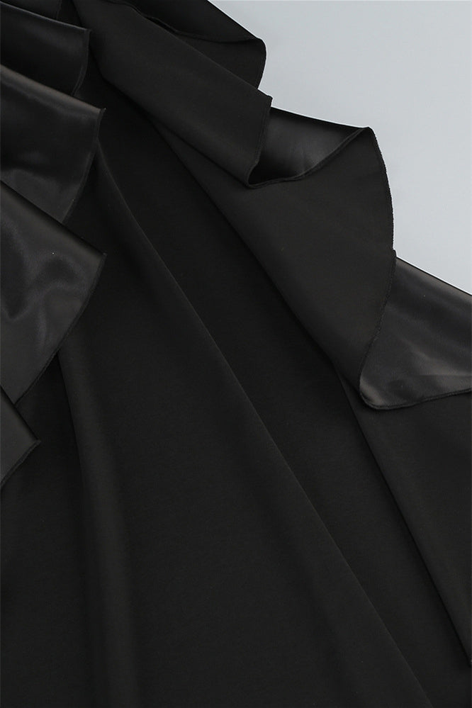 
                      
                        Square Neck Black Irregular Hem Long Dress with Slit
                      
                    