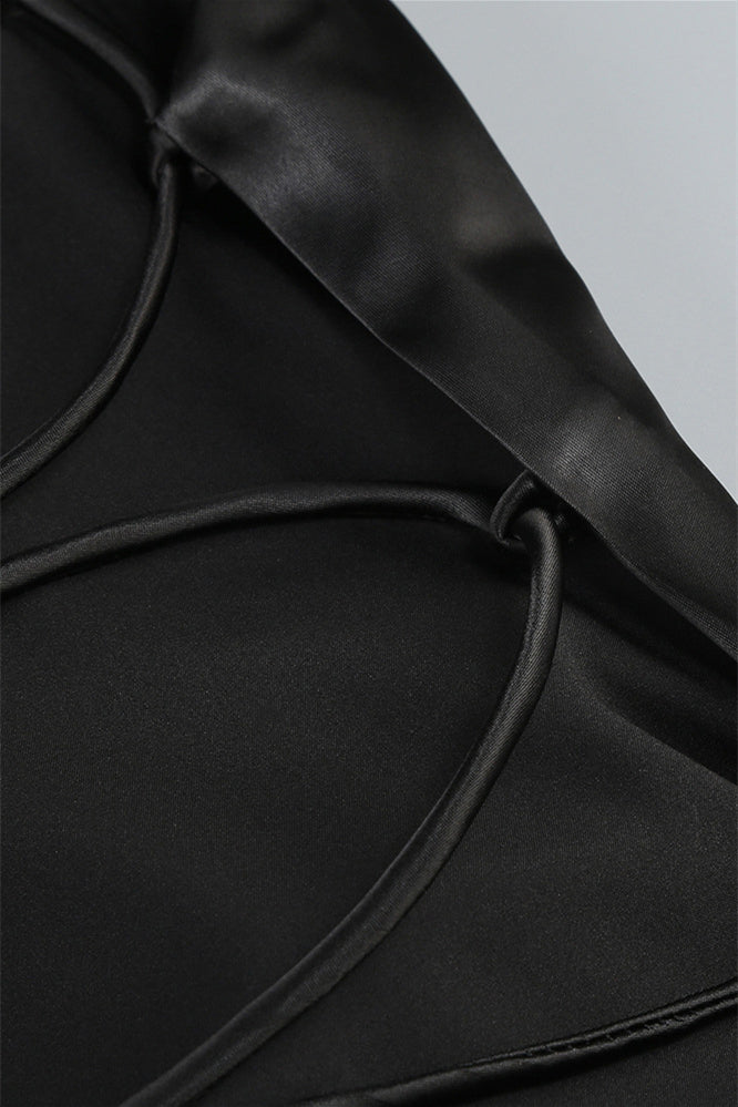 
                      
                        Square Neck Black Irregular Hem Long Dress with Slit
                      
                    