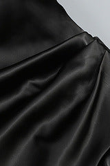 
                      
                        Square Neck Black Irregular Hem Long Dress with Slit
                      
                    