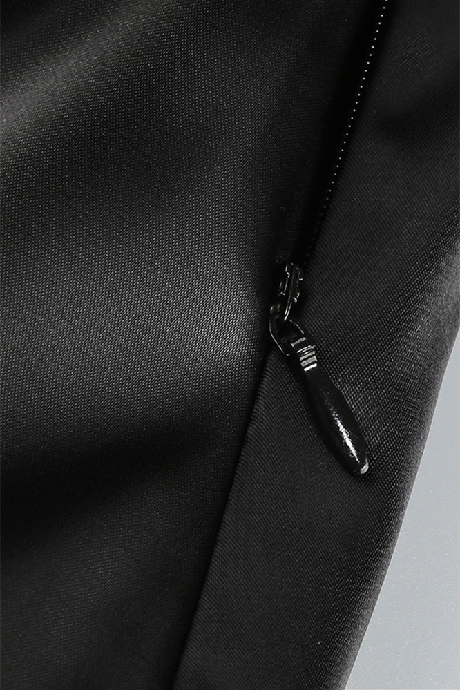 
                      
                        Square Neck Black Irregular Hem Long Dress with Slit
                      
                    