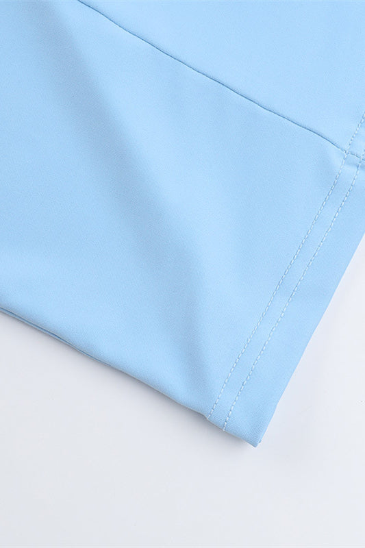 
                      
                        Square Neck Blue Backless Short Dress
                      
                    