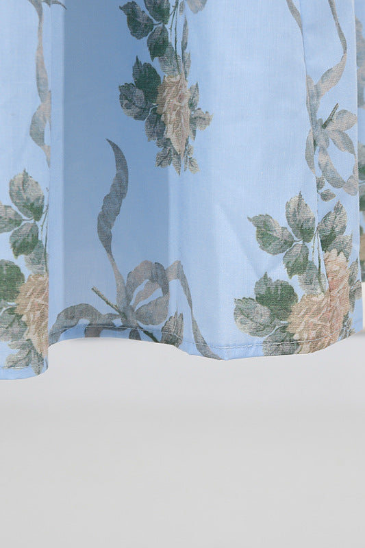 
                      
                        Square Neck Blue Floral Print A-line Long Dress
                      
                    