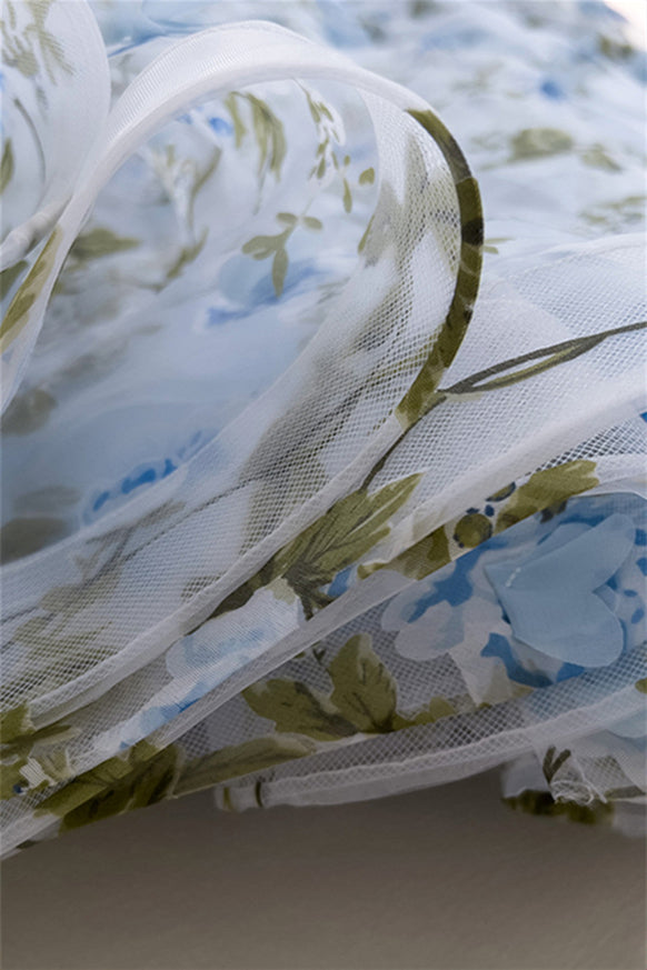 
                      
                        Square Neck Blue Floral Print Long Dress with Slit
                      
                    