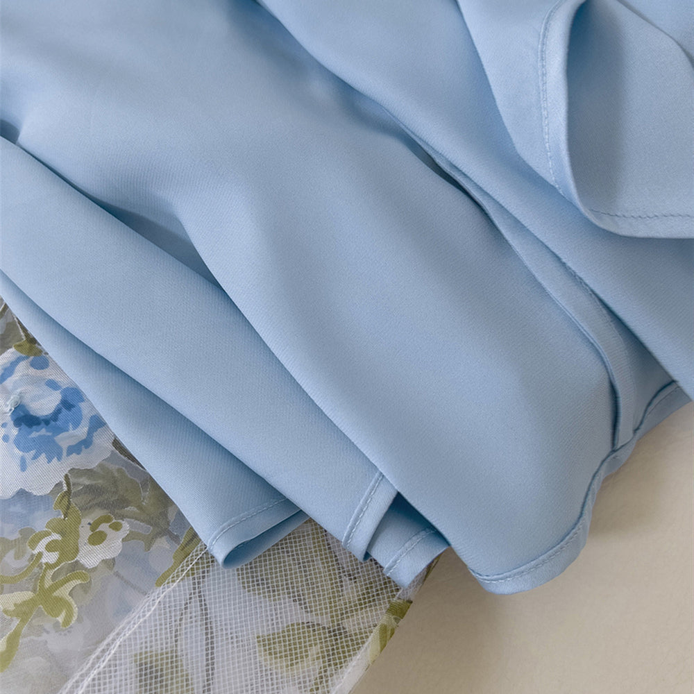 
                      
                        Square Neck Blue Floral Print Long Dress with Slit
                      
                    