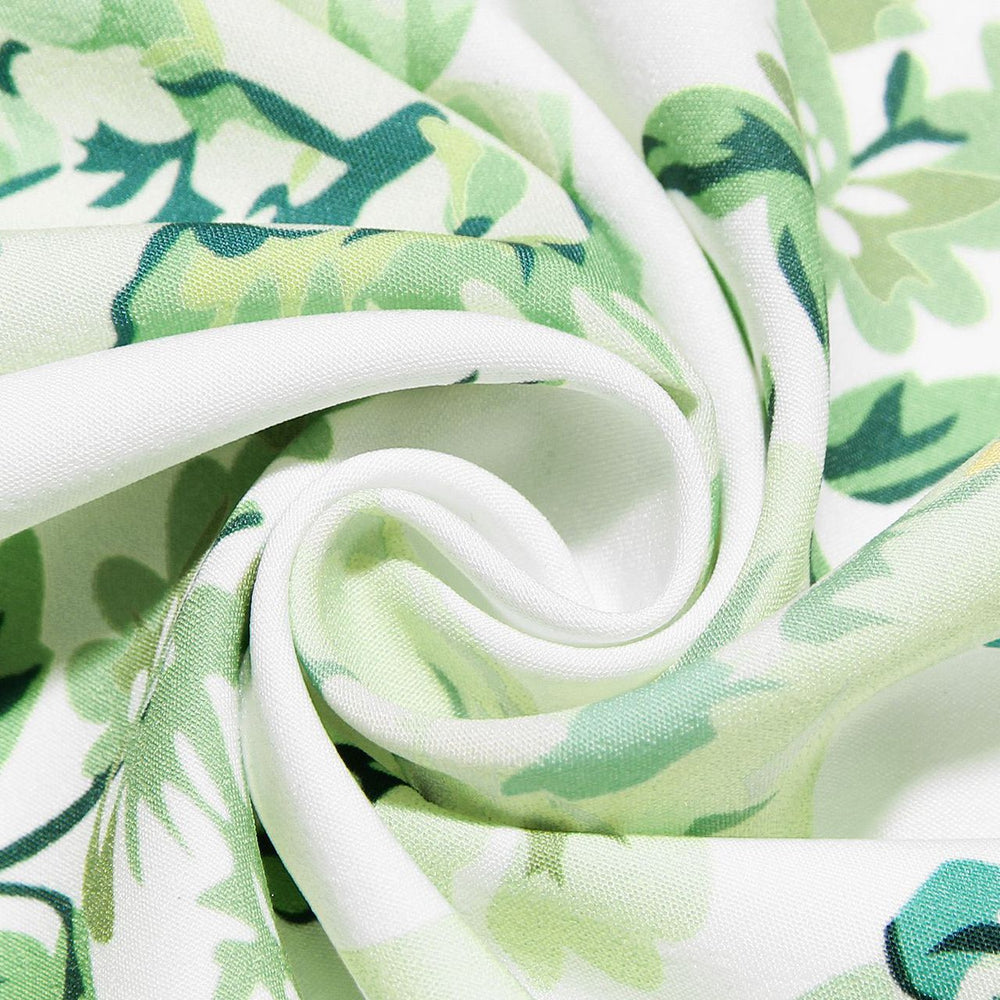 
                      
                        Square Neck Green Floral Print A-line Short Dress
                      
                    