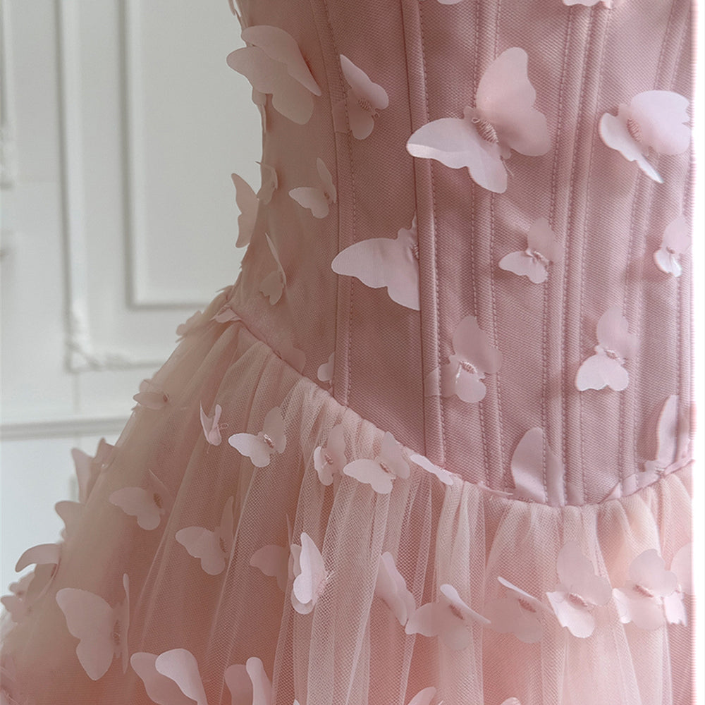 
                      
                        Square Neck Light Pink 3D Butterfly A-line Short Dress
                      
                    