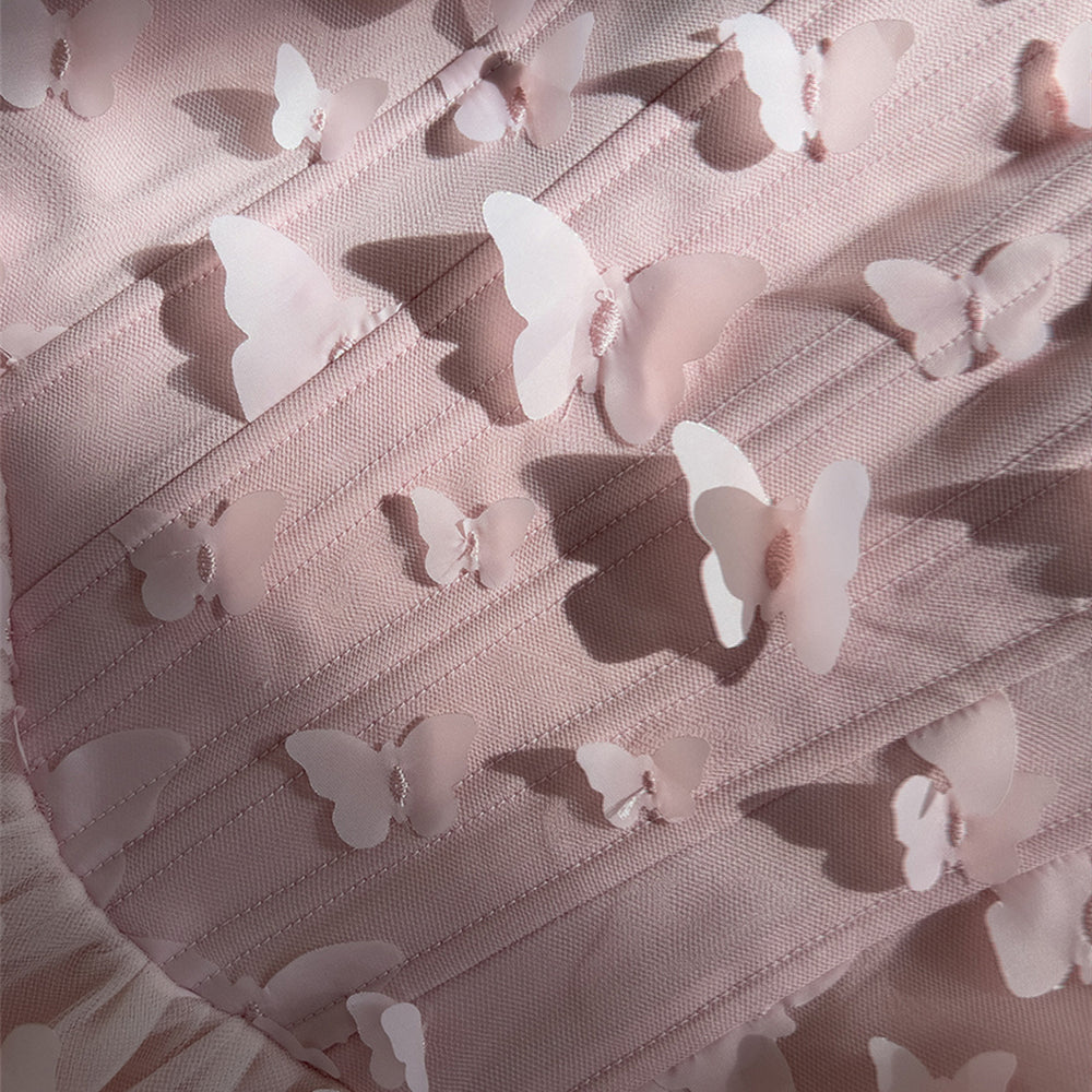 
                      
                        Square Neck Light Pink 3D Butterfly A-line Short Dress
                      
                    