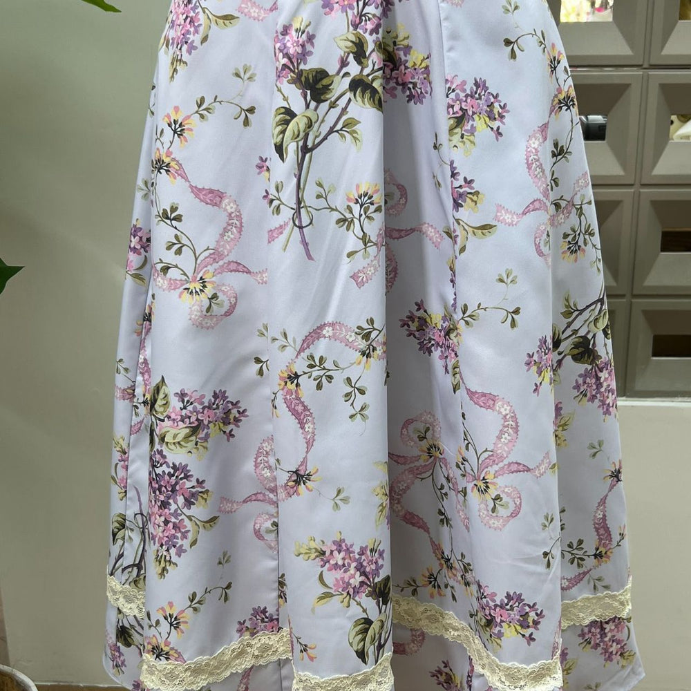 
                      
                        Square Neck Lilac Floral Print Long Dress with Pockets
                      
                    