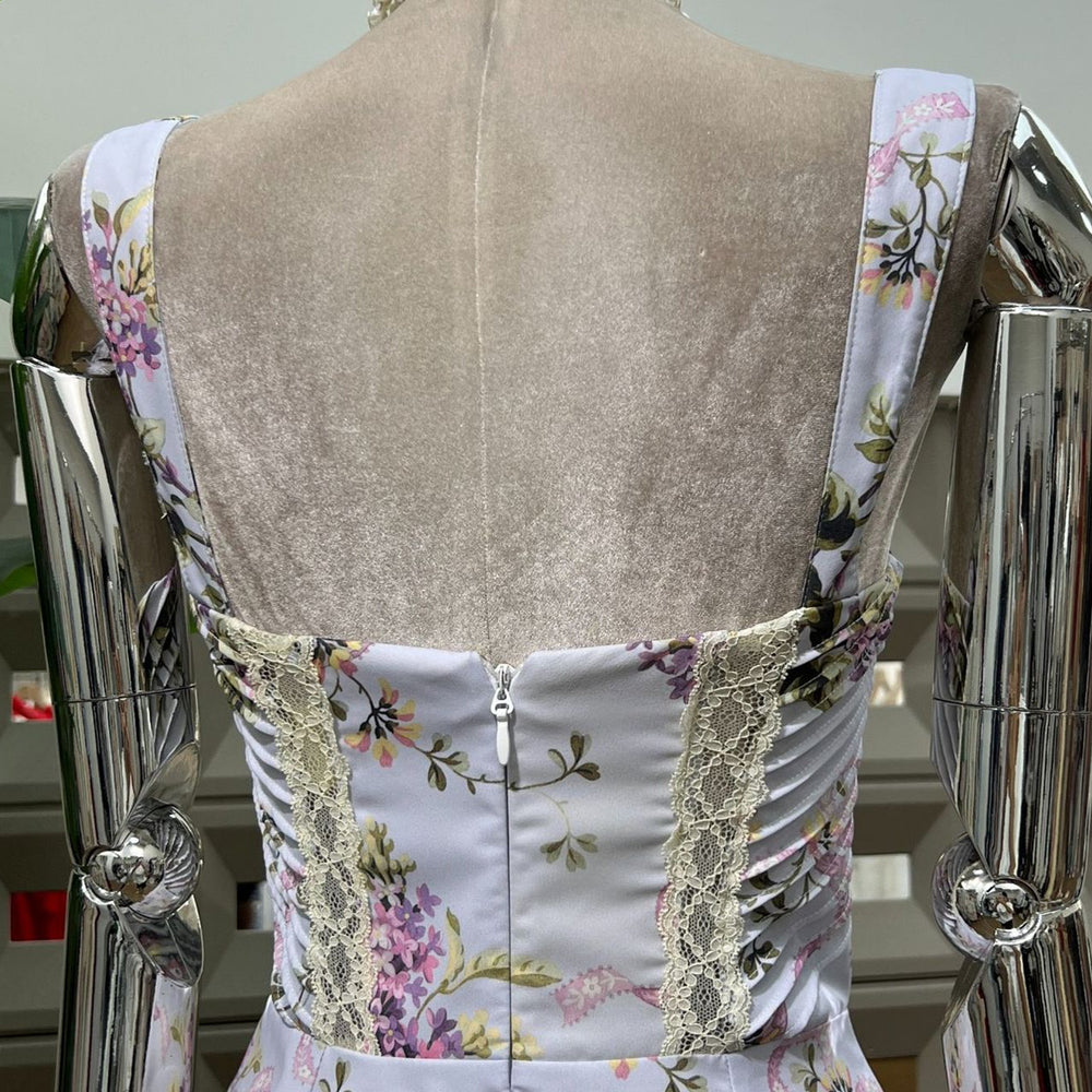 
                      
                        Square Neck Lilac Floral Print Long Dress with Pockets
                      
                    