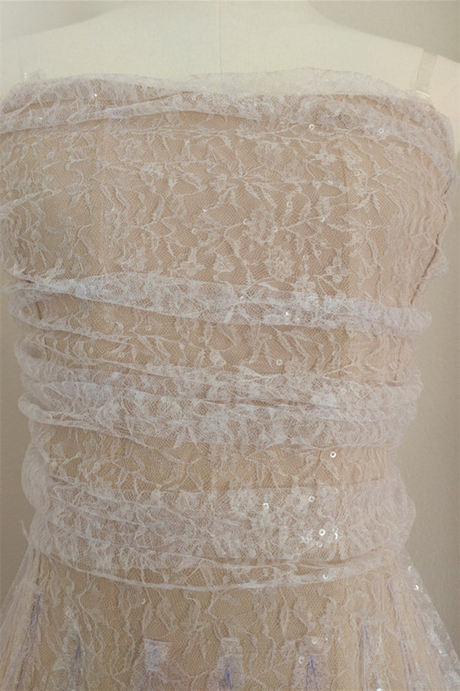 
                      
                        Square Neck Lilac Lace Ruched A-line Long Dress
                      
                    