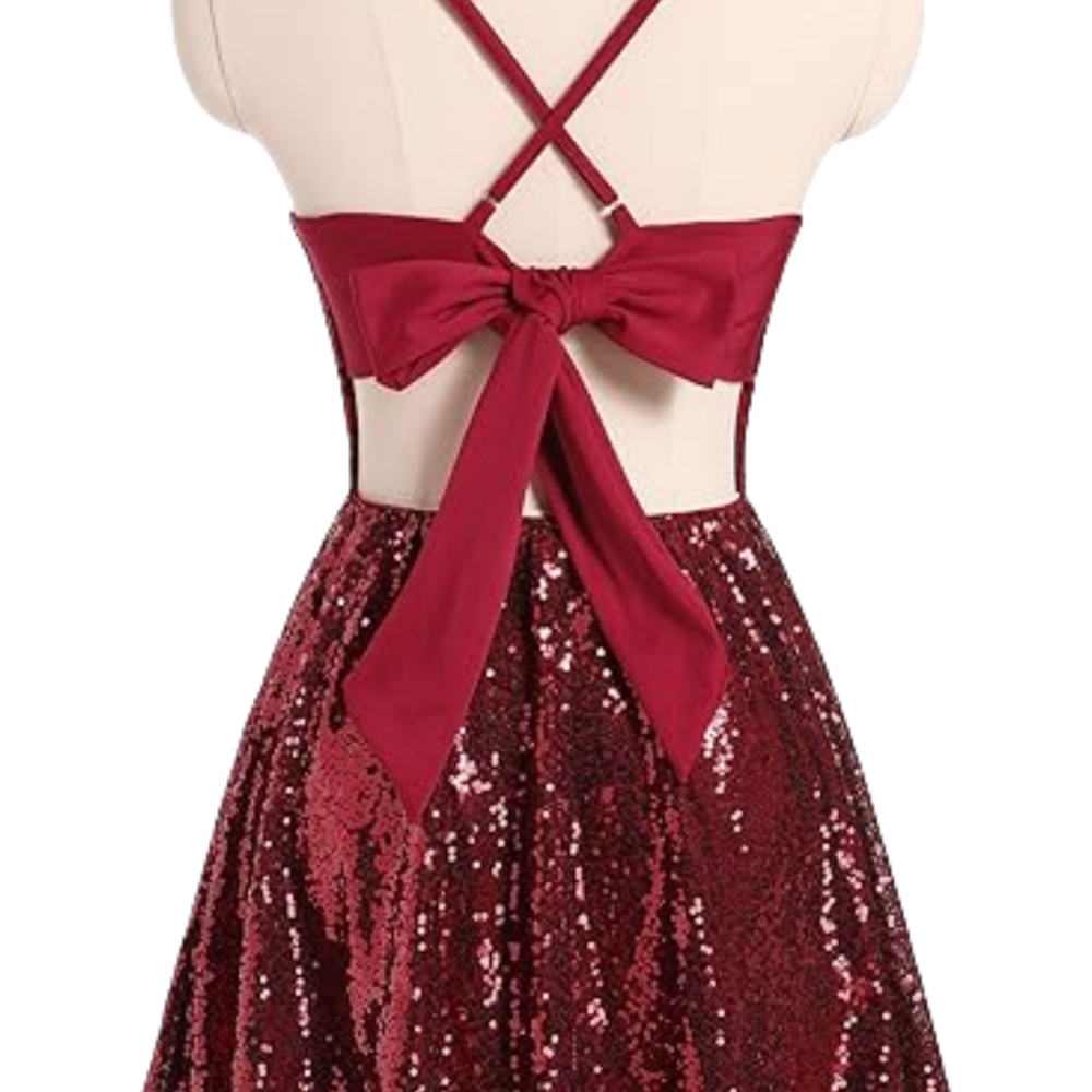 
                      
                        Square Neck Lilac Sequin A-line Short Dress
                      
                    