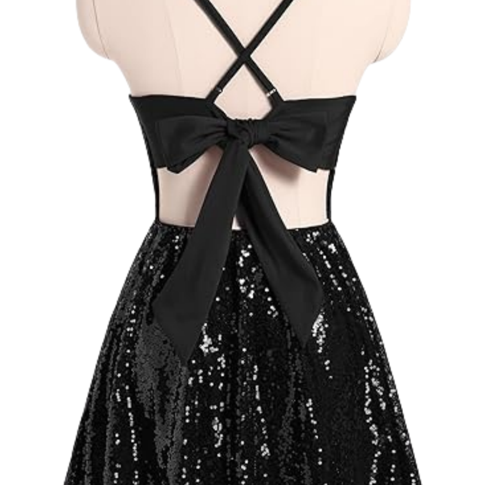 
                      
                        Square Neck Lilac Sequin A-line Short Dress
                      
                    