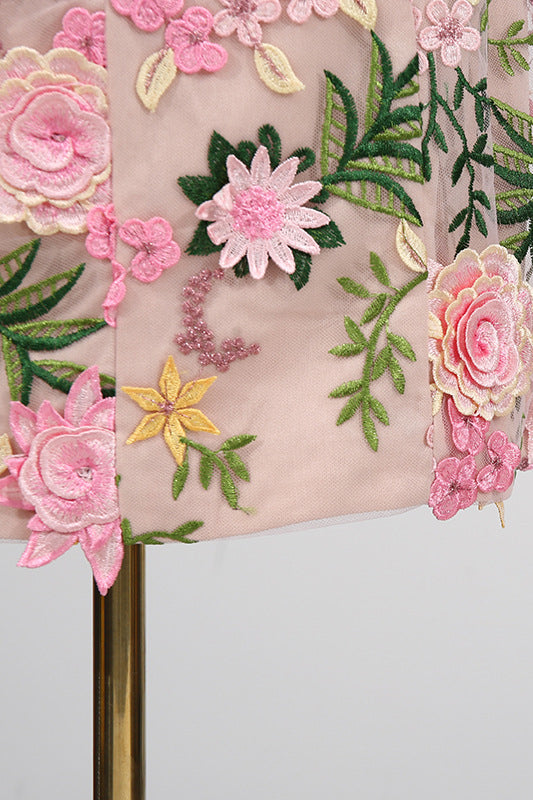 
                      
                        Square Neck Pink 3D Floral A-line Short Dress
                      
                    