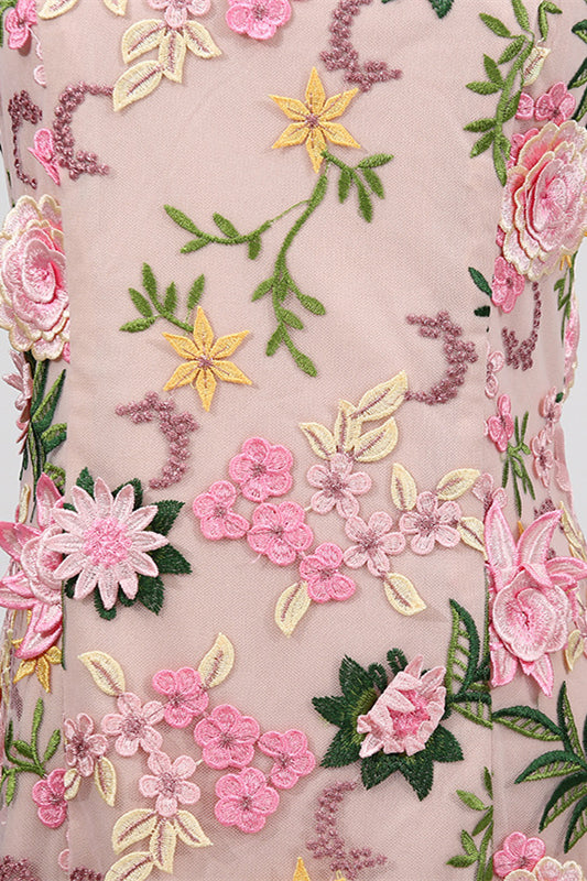
                      
                        Square Neck Pink 3D Floral A-line Short Dress
                      
                    