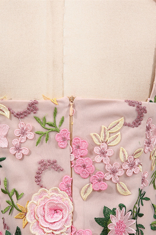 
                      
                        Square Neck Pink 3D Floral A-line Short Dress
                      
                    