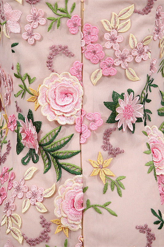 
                      
                        Square Neck Pink 3D Floral A-line Short Dress
                      
                    