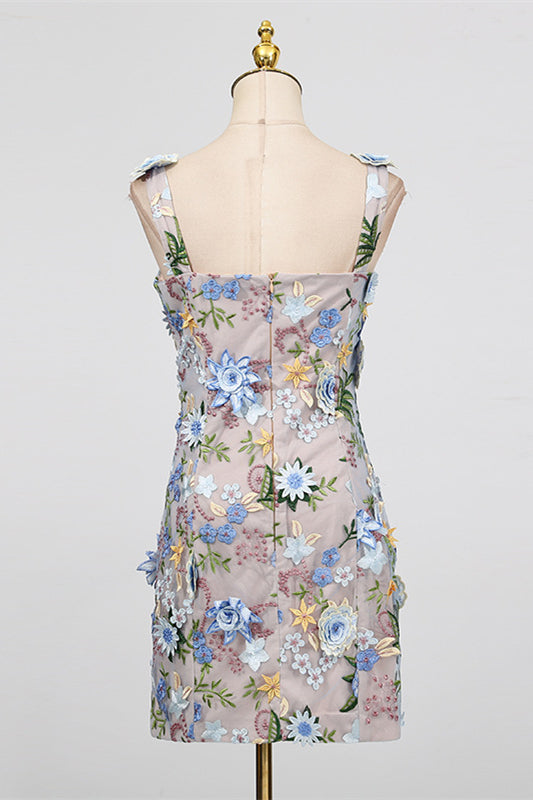 
                      
                        Square Neck Pink 3D Floral A-line Short Dress
                      
                    
