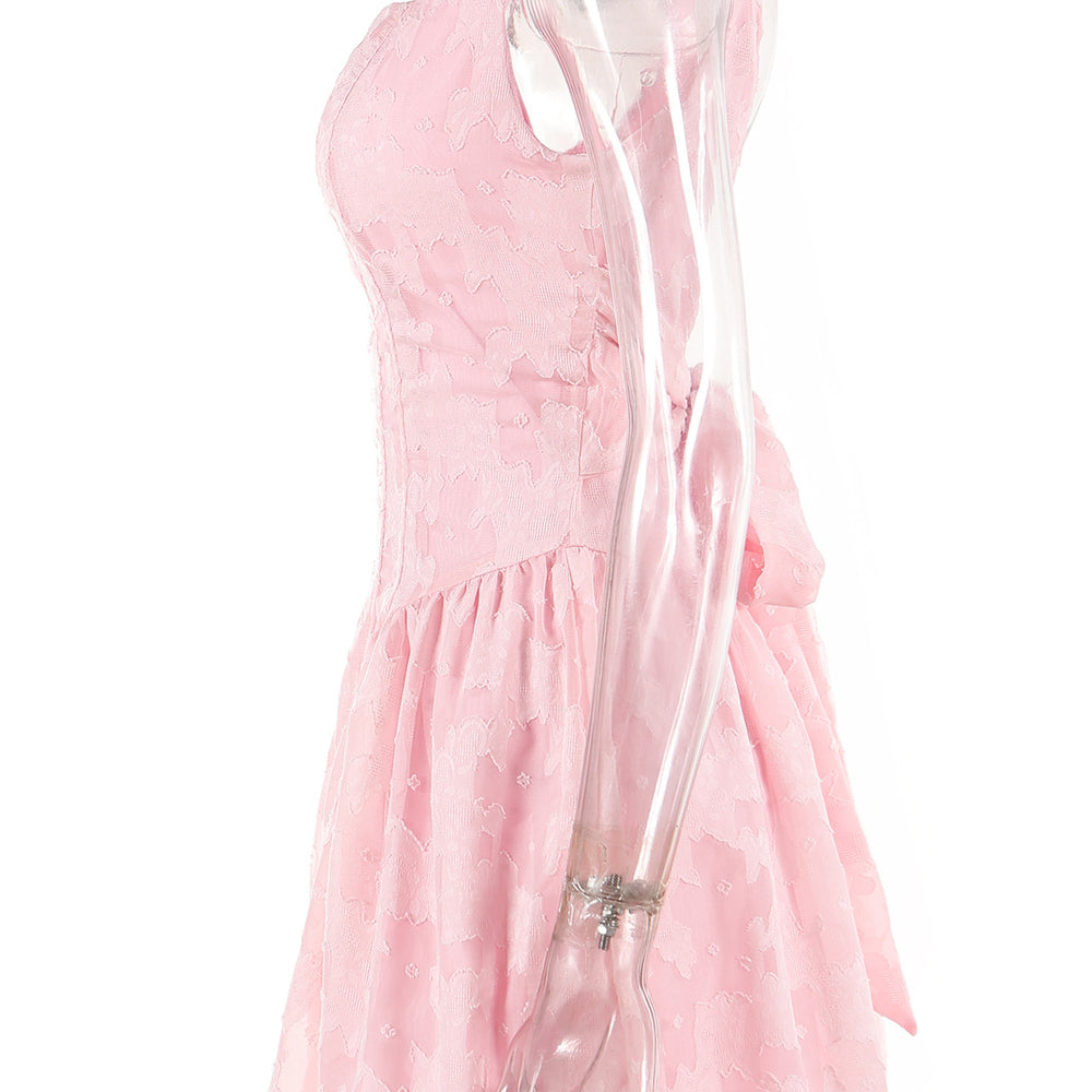 
                      
                        Square Neck Pink Backless A-line Short Dress
                      
                    