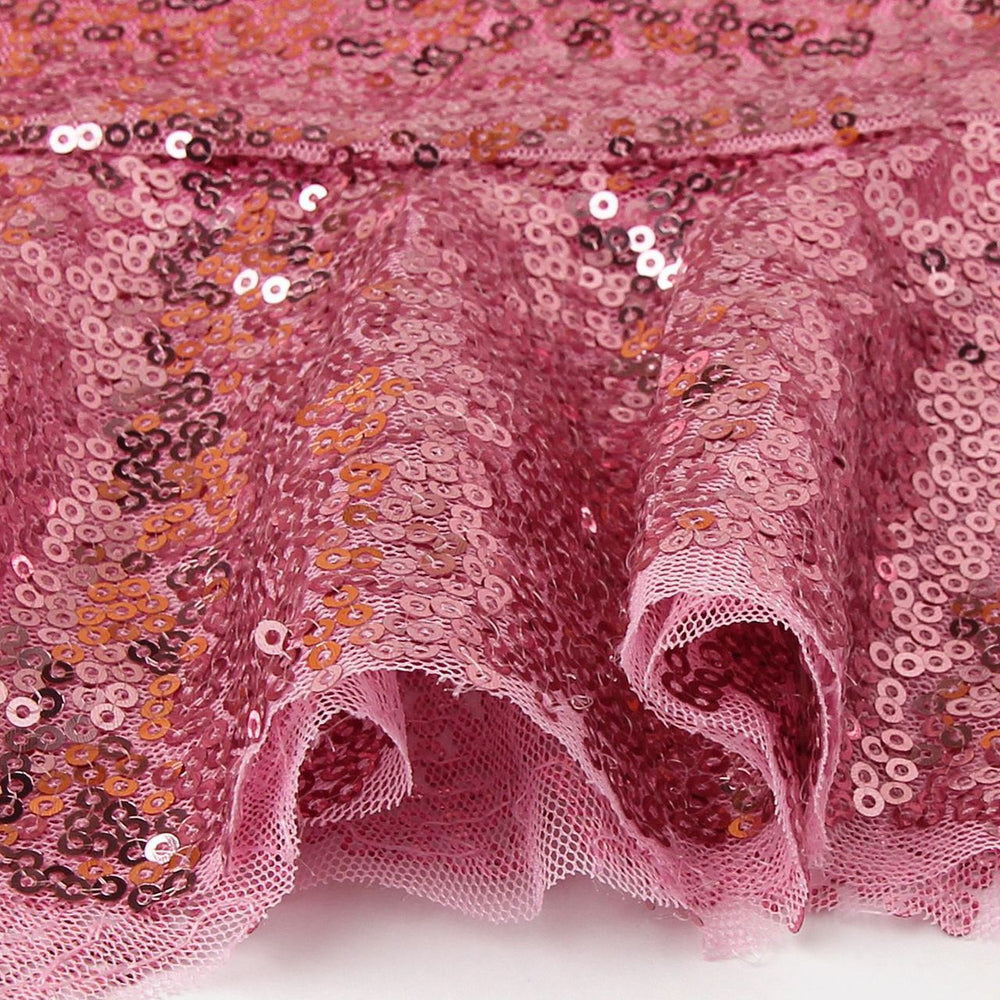 
                      
                        Square Neck Pink Ruffled Hem Sequin Short Dress
                      
                    