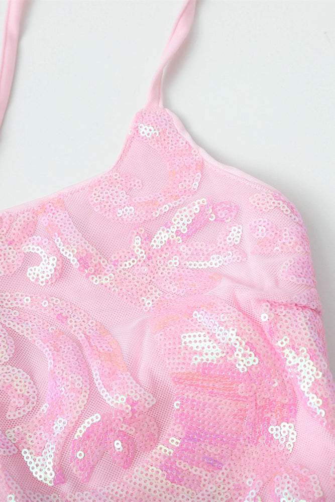 
                      
                        Square Neck Pink Sequin Bodycon Short Dress
                      
                    