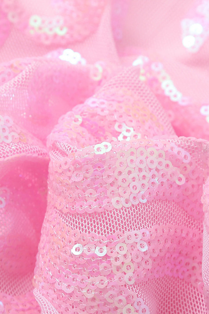 
                      
                        Square Neck Pink Sequin Bodycon Short Dress
                      
                    