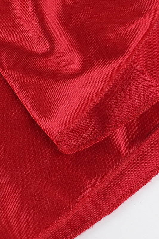 
                      
                        Square Neck Red Ruffled Hem A-line Long Dress
                      
                    