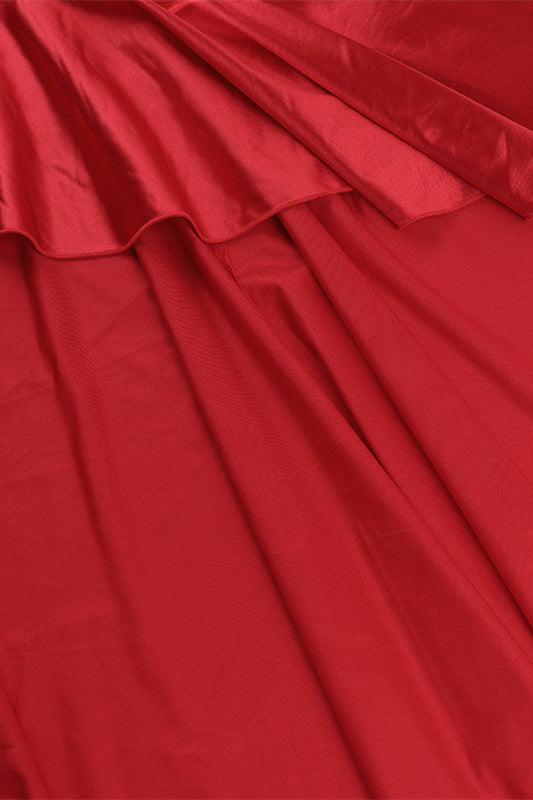 
                      
                        Square Neck Red Ruffled Hem A-line Long Dress
                      
                    