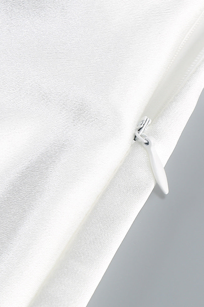 
                      
                        Square Neck White Open Back Short Dress with Rosette
                      
                    