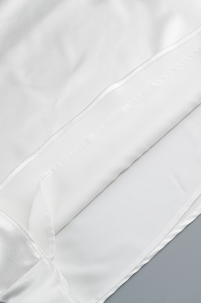 
                      
                        Square Neck White Open Back Short Dress with Rosette
                      
                    