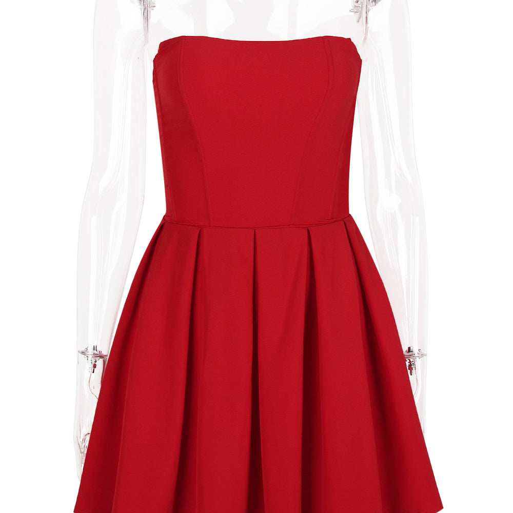 
                      
                        Square Neck White Pleated A-line Short Dress
                      
                    