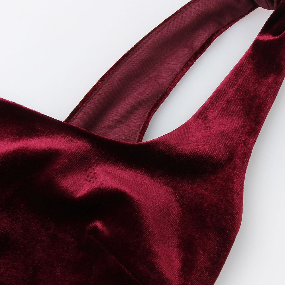 
                      
                        Square Neck Wine Red Velvet A-line Short Dress
                      
                    