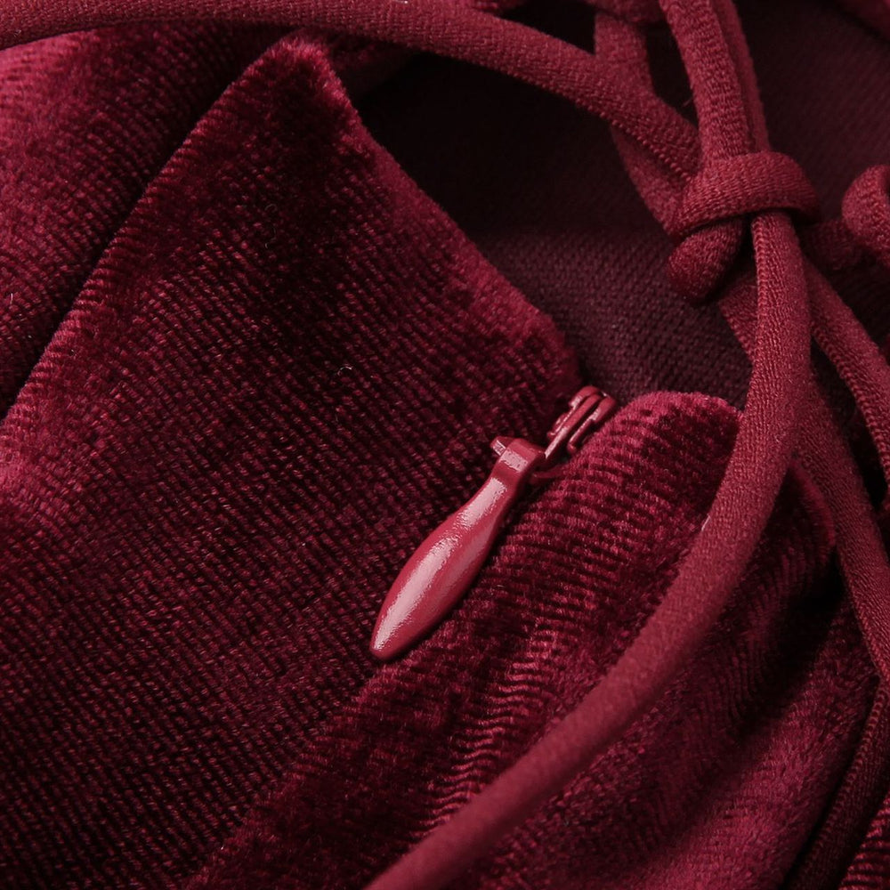 
                      
                        Square Neck Wine Red Velvet A-line Short Dress
                      
                    