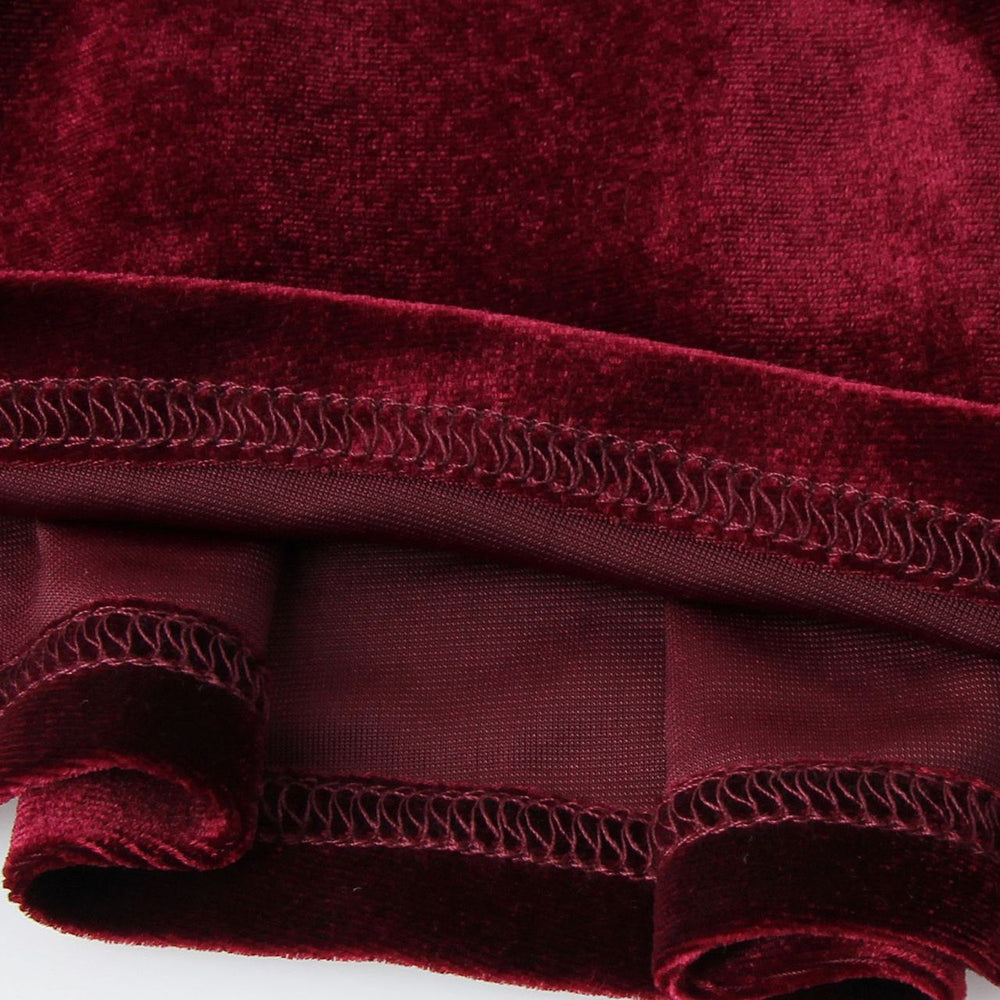 
                      
                        Square Neck Wine Red Velvet A-line Short Dress
                      
                    