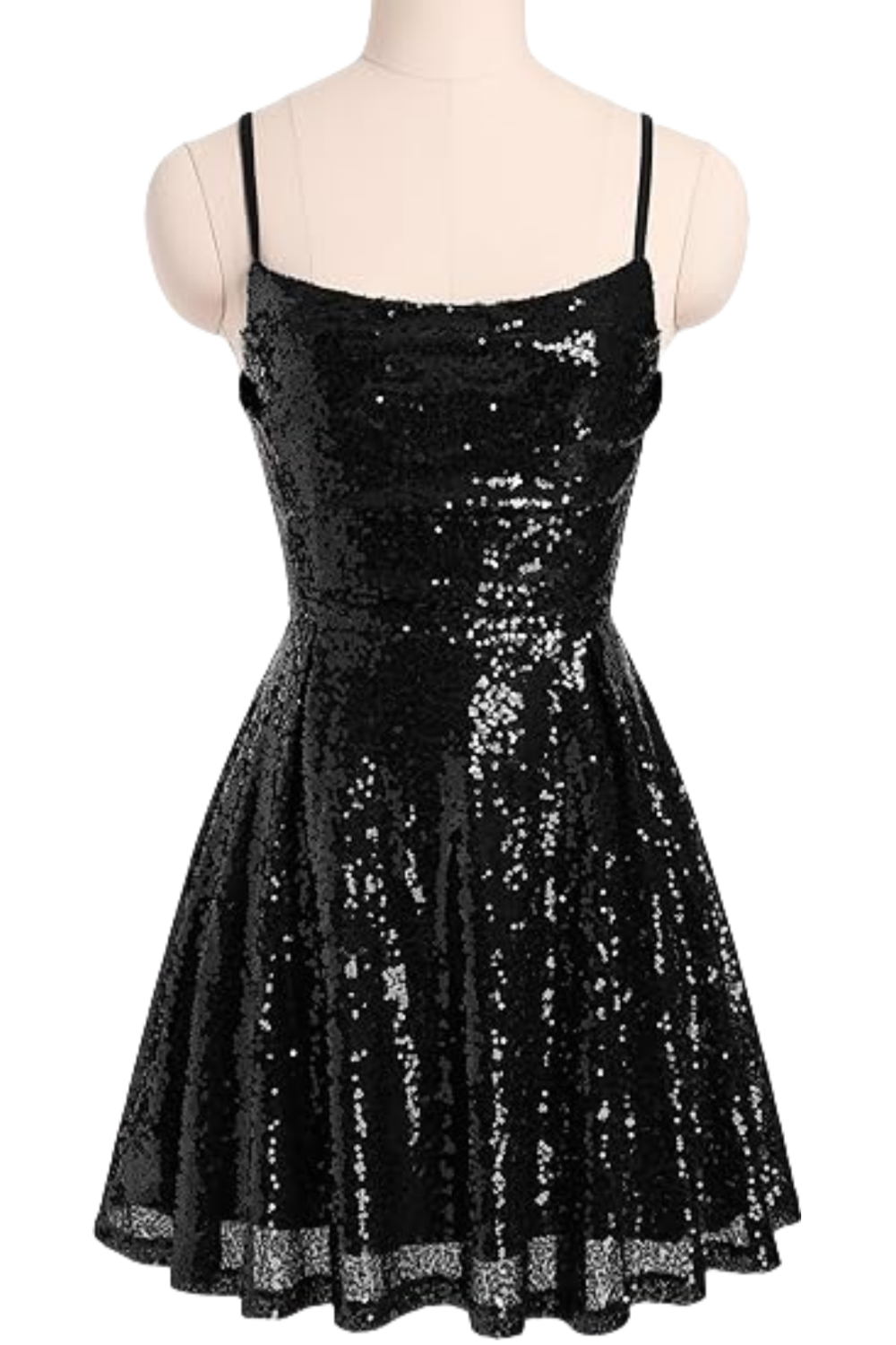 Square Neck Lilac Sequin A-line Short Dress