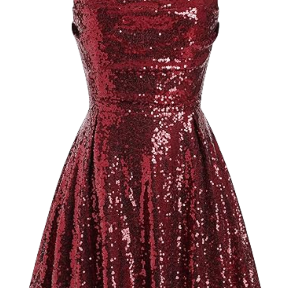 
                      
                        Square Neck Lilac Sequin A-line Short Dress
                      
                    