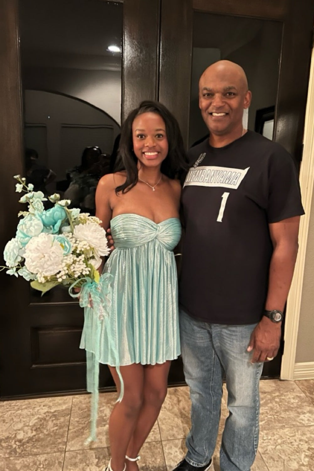 Strapless Aqua Metallic Pleated Short Dress