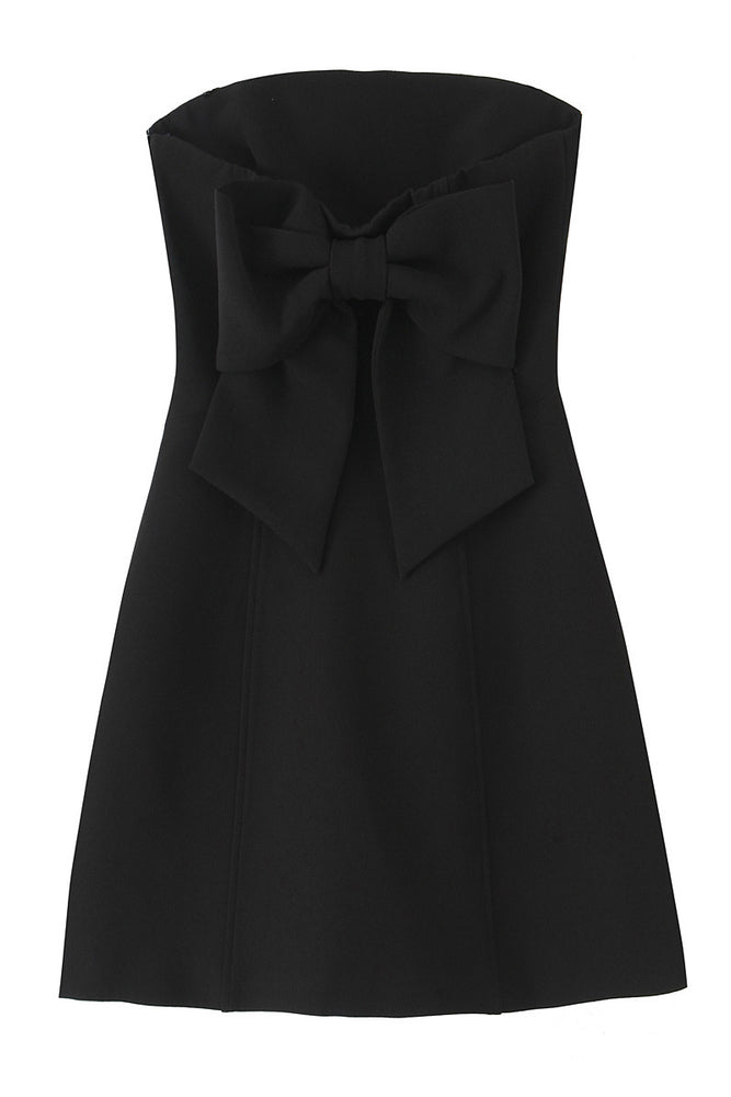 
                      
                        Strapless Black Back Bow A-line Short Dress
                      
                    