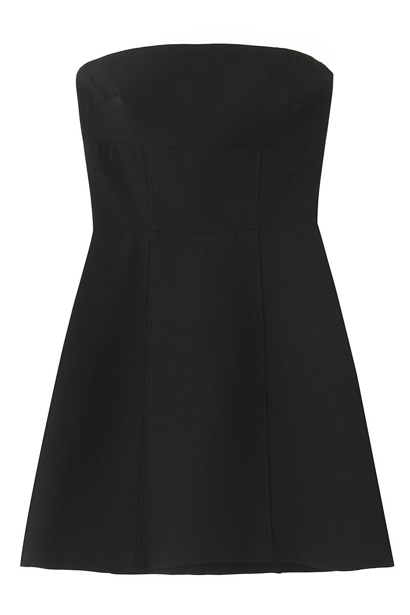 Strapless Black Back Bow A-line Short Dress