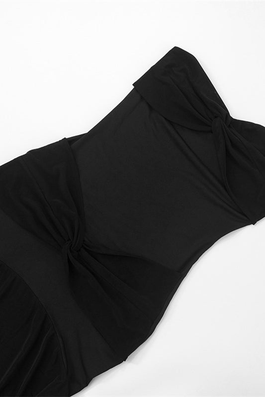 
                      
                        Strapless Black Double Twist A-line Long Dress
                      
                    