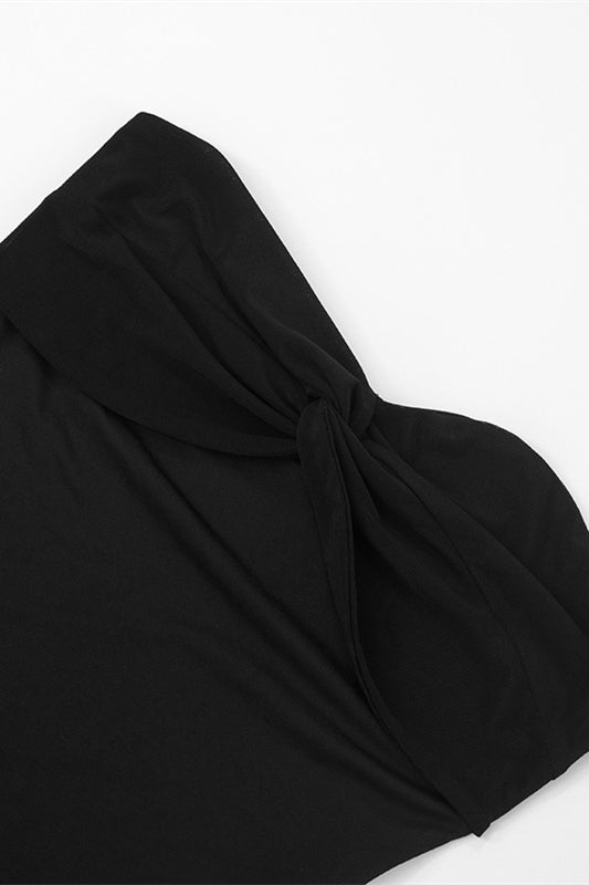 
                      
                        Strapless Black Double Twist A-line Long Dress
                      
                    