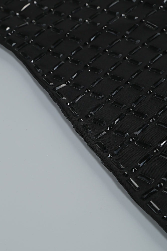 
                      
                        Strapless Black Embellished Sheer Short Dress
                      
                    