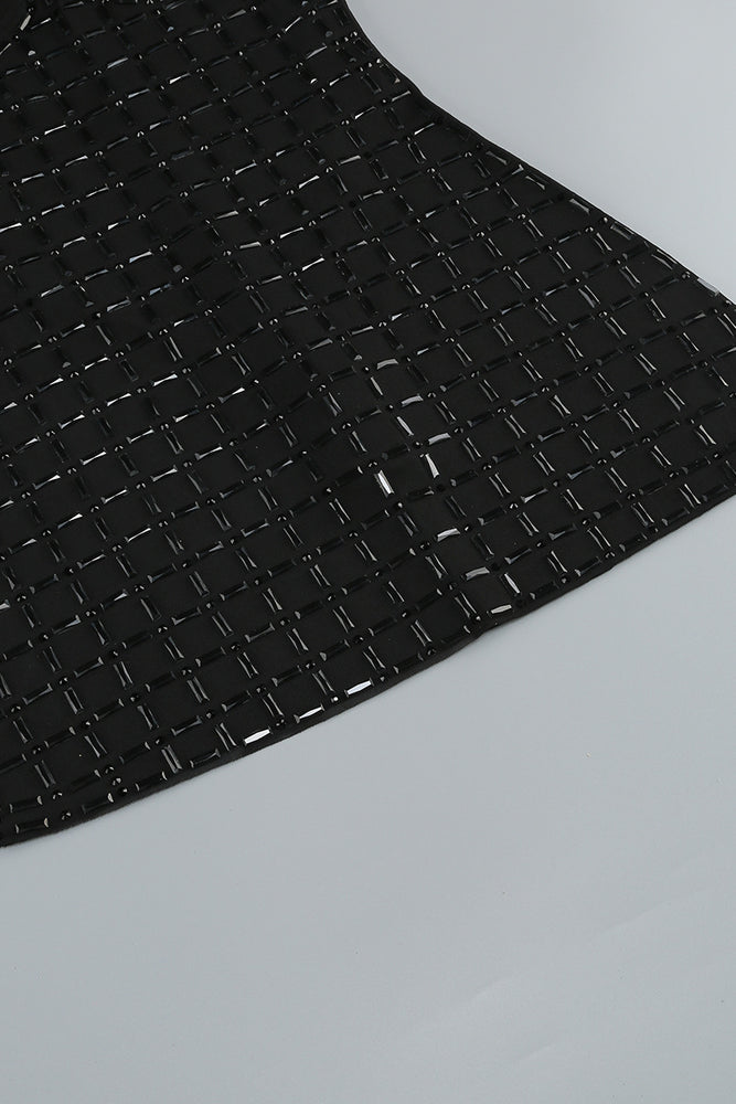 
                      
                        Strapless Black Embellished Sheer Short Dress
                      
                    