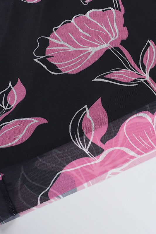 
                      
                        Strapless Black Floral Print Sheath Long Dress
                      
                    