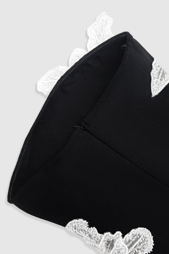 
                      
                        Strapless Black Floral Sequin Bodycon Mini Dress
                      
                    