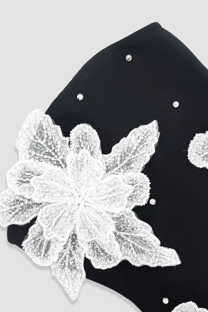 
                      
                        Strapless Black Floral Sequin Bodycon Mini Dress
                      
                    