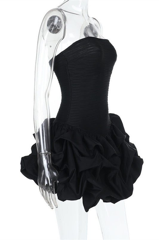 
                      
                        Strapless Black Pleated Bodice Bubble Dress
                      
                    
