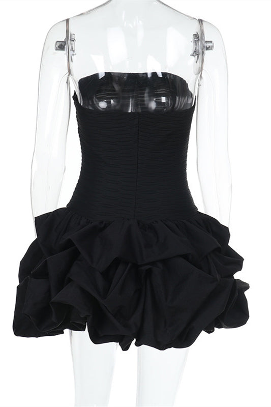 
                      
                        Strapless Black Pleated Bodice Bubble Dress
                      
                    