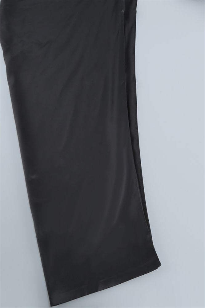 
                      
                        Strapless Black Ruched Sheath Long Dress with Slit
                      
                    